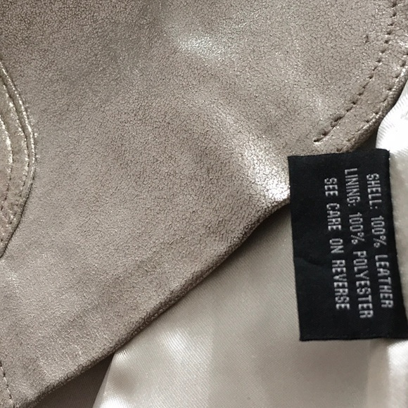 NWOT Pearl/ Silver Metallic Genuine Leather Blazer - Picture 8 of 8